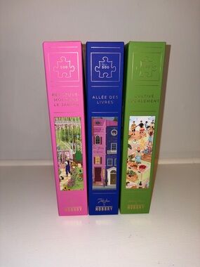 Hobbry 500 Piece Puzzle Set 3 Pack Garden Books Market Jigsaw